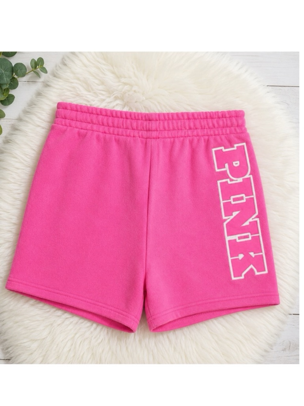 PINK Victoria's Secret Hot Pink Fleece Athletic Shorts with Side Logo